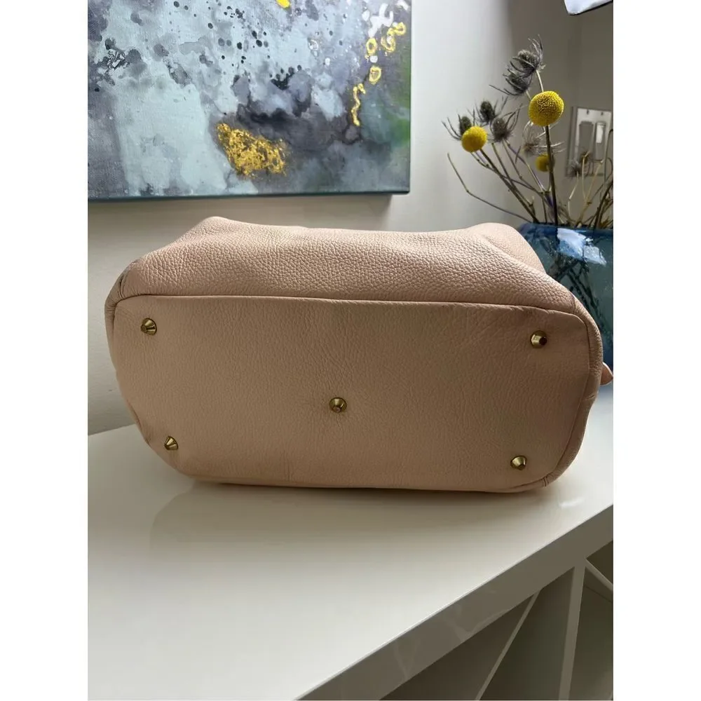 VERSACE COLLECTION Pebbled Leather Pink Handle Bag